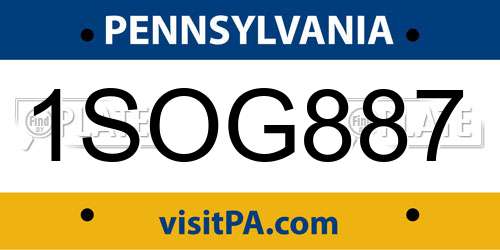 1SOG887 Pennsylvania License Plate