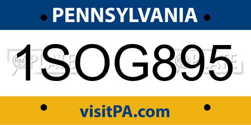 1SOG895 Pennsylvania License Plate