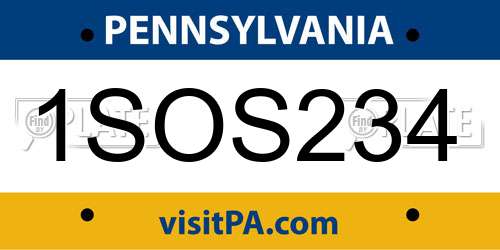1SOS234 Pennsylvania License Plate
