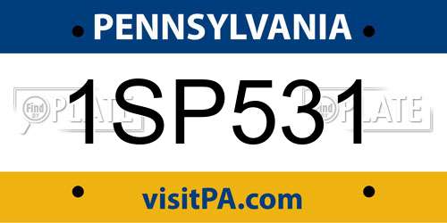 1SP531 Pennsylvania License Plate