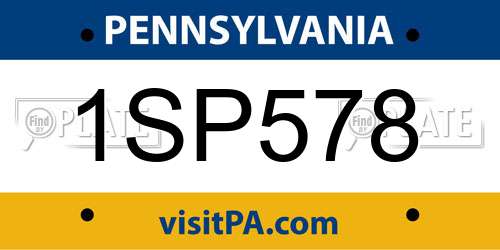 1SP578 Pennsylvania License Plate