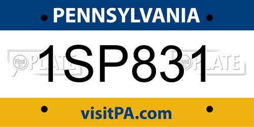 1SP831 Pennsylvania License Plate