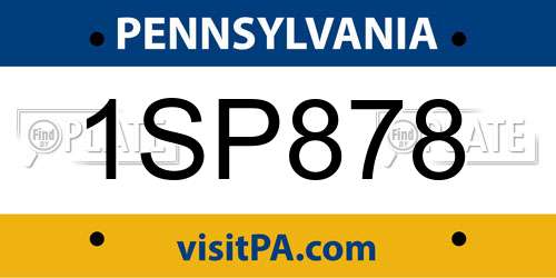 1SP878 Pennsylvania License Plate