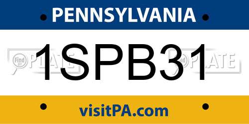 1SPB31 Pennsylvania License Plate