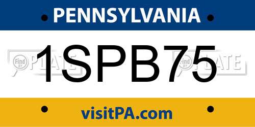1SPB75 Pennsylvania License Plate