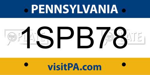 1SPB78 Pennsylvania License Plate