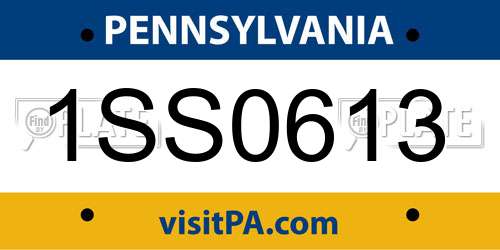 1SS0613 Pennsylvania License Plate