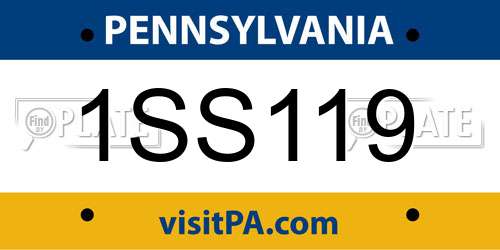 1SS119 Pennsylvania License Plate