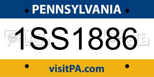1SS1886 Pennsylvania License Plate
