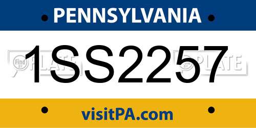 1SS2257 Pennsylvania License Plate