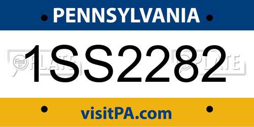 1SS2282 Pennsylvania License Plate