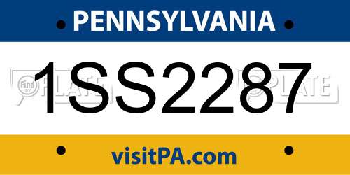 1SS2287 Pennsylvania License Plate