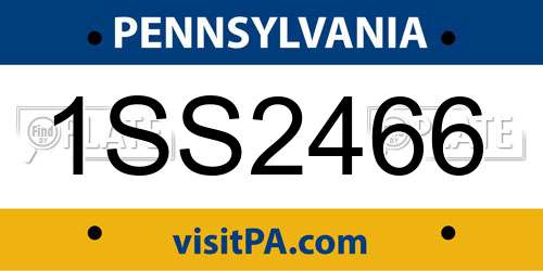 1SS2466 Pennsylvania License Plate