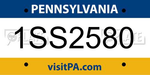 1SS2580 Pennsylvania License Plate