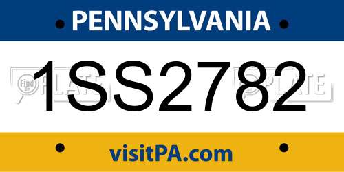 1SS2782 Pennsylvania License Plate
