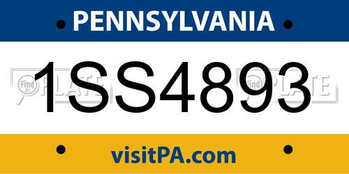 1SS4893 Pennsylvania License Plate