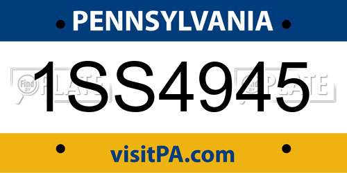 1SS4945 Pennsylvania License Plate