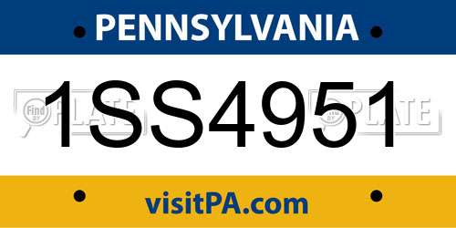 1SS4951 Pennsylvania License Plate