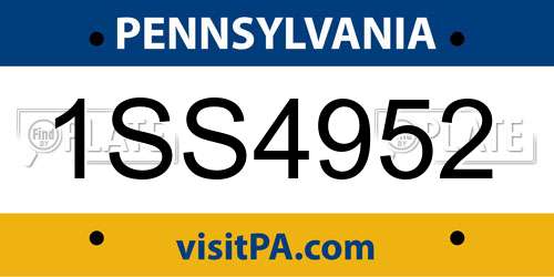 1SS4952 Pennsylvania License Plate