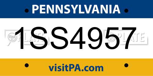 1SS4957 Pennsylvania License Plate