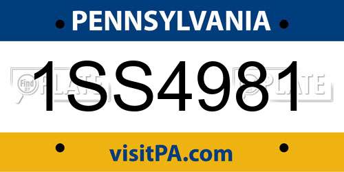 1SS4981 Pennsylvania License Plate