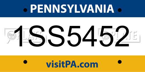 1SS5452 Pennsylvania License Plate