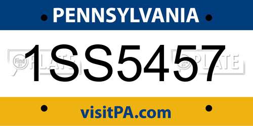 1SS5457 Pennsylvania License Plate