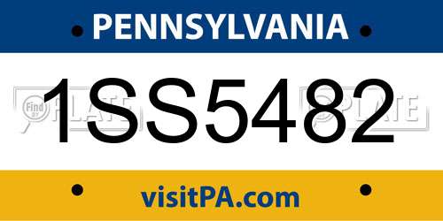 1SS5482 Pennsylvania License Plate