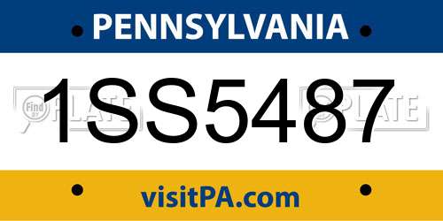 1SS5487 Pennsylvania License Plate