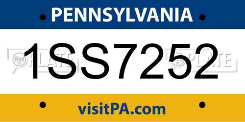1SS7252 Pennsylvania License Plate