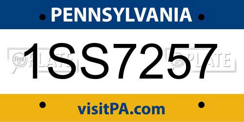 1SS7257 Pennsylvania License Plate