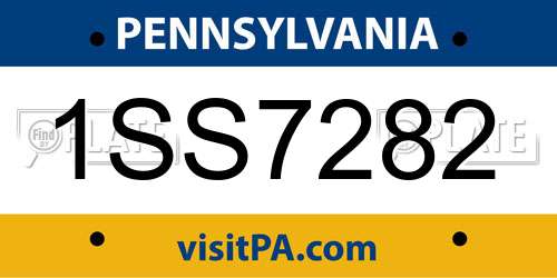 1SS7282 Pennsylvania License Plate