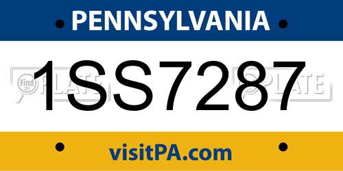 1SS7287 Pennsylvania License Plate