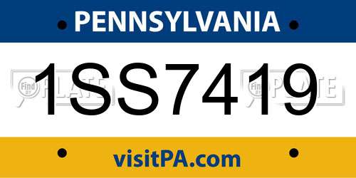 1SS7419 Pennsylvania License Plate