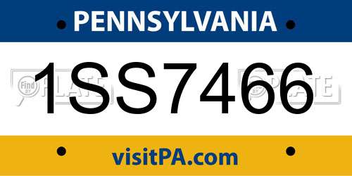 1SS7466 Pennsylvania License Plate