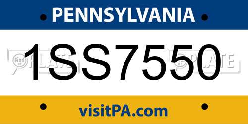 1SS7550 Pennsylvania License Plate