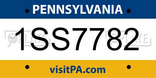 1SS7782 Pennsylvania License Plate
