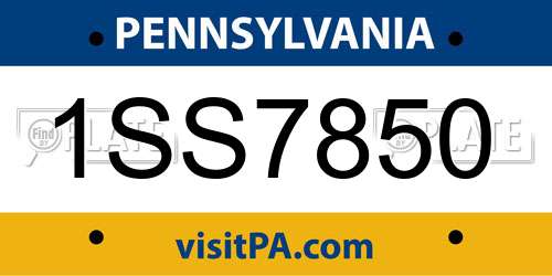 1SS7850 Pennsylvania License Plate