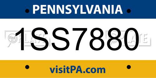 1SS7880 Pennsylvania License Plate