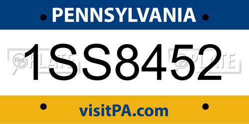 1SS8452 Pennsylvania License Plate