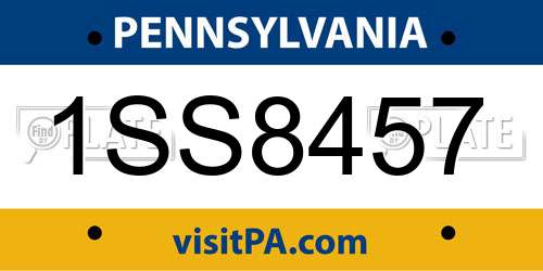 1SS8457 Pennsylvania License Plate