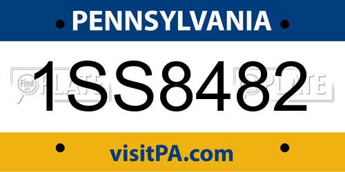 1SS8482 Pennsylvania License Plate