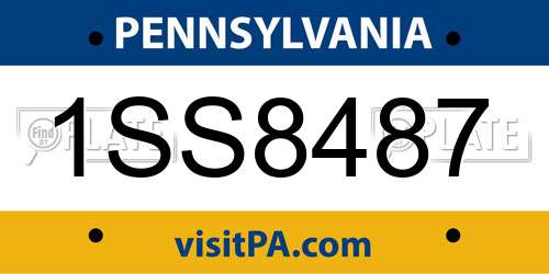 1SS8487 Pennsylvania License Plate