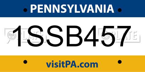 1SSB457 Pennsylvania License Plate