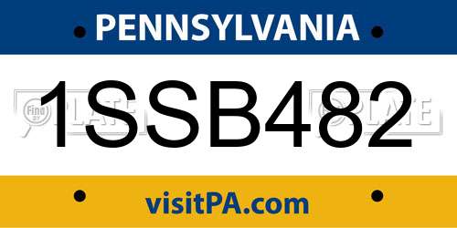 1SSB482 Pennsylvania License Plate
