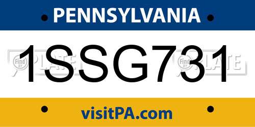 1SSG731 Pennsylvania License Plate