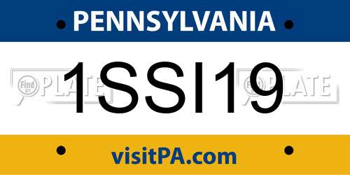 1SSI19 Pennsylvania License Plate