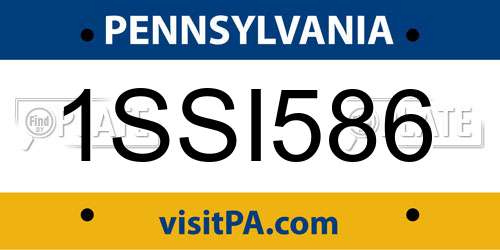 1SSI586 Pennsylvania License Plate