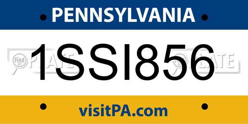 1SSI856 Pennsylvania License Plate