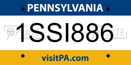 1SSI886 Pennsylvania License Plate